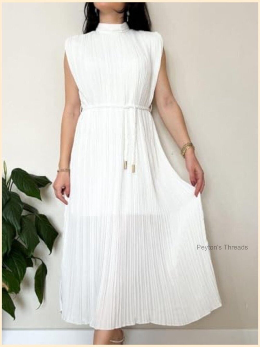 Sleeveless Pleated Maxi Dress with Tie-Waist - Picture 3 of 7